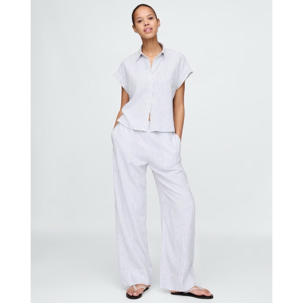 GAP Linen-Blend Easy Wide-Hem Pants